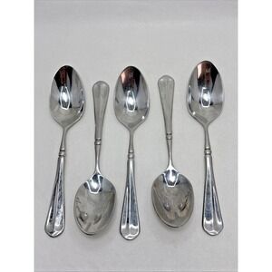 5 Mikasa French Countryside Stainless Flatware Place Oval Soup Spoons 7 7/8"